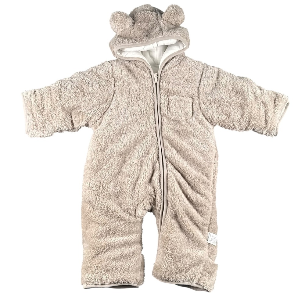 Elf Baby Kids Brown Fleece Bear Ear Hoodedβ Pramsuit Snowsuit 9-12 Months 336